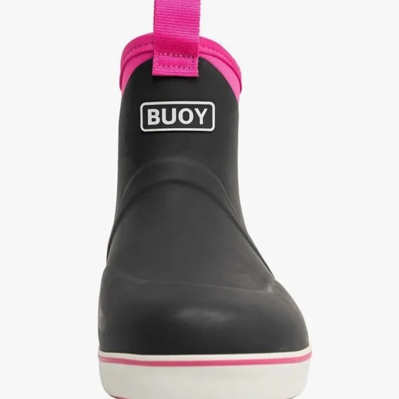 Stylish Black and Pink Women's Rain Boots - Picture 2 of 11